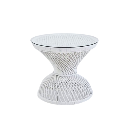 glass top rattan table for hire